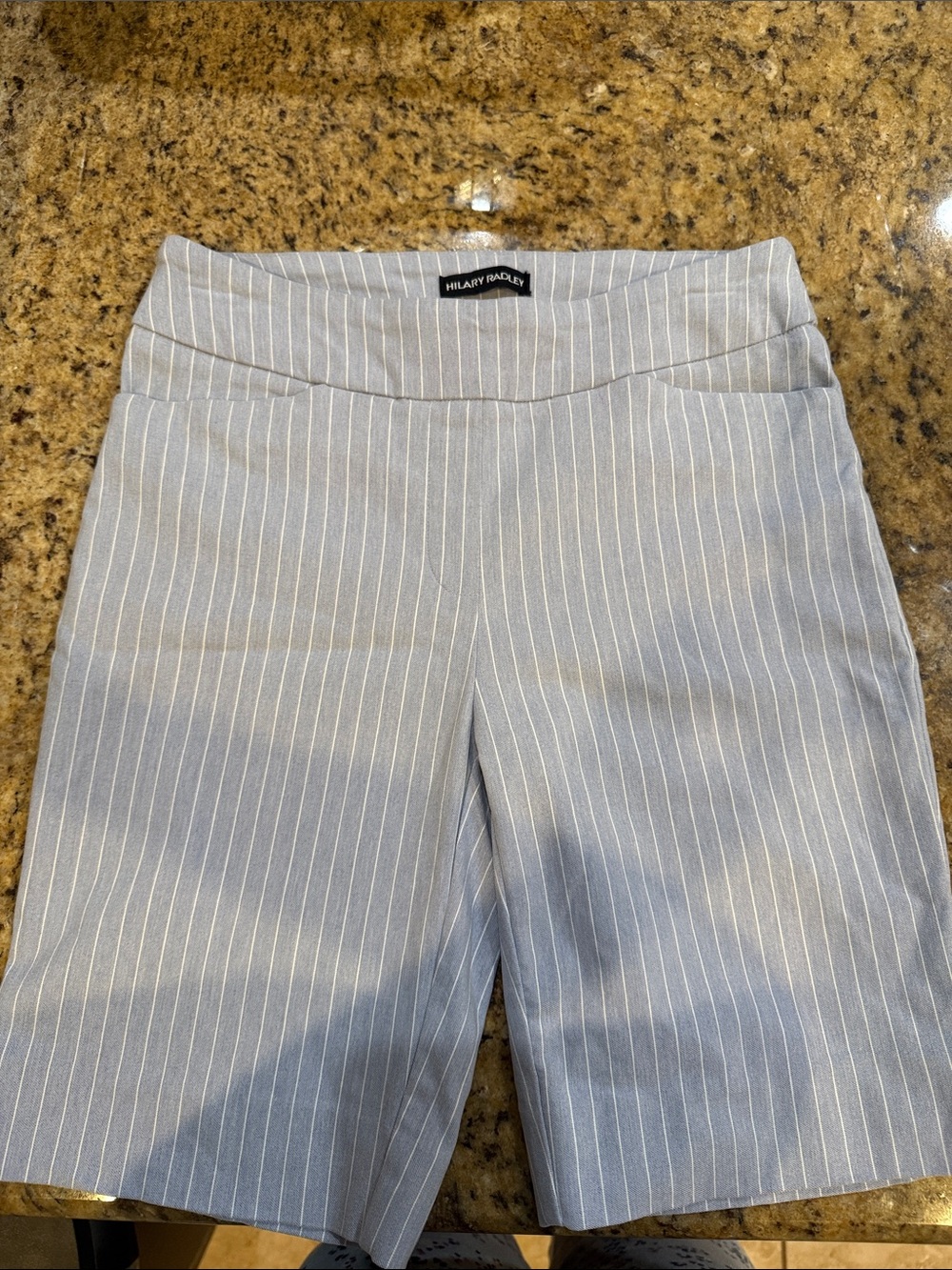 Hilary Radley Light Blue Pinstripe Capris